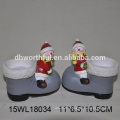 wholesale ceramic candle holder in snowman shape for christmas decoration